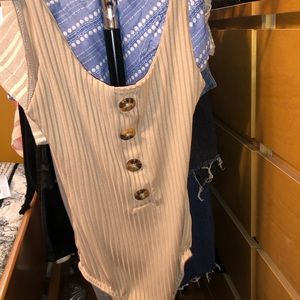 Tan button bodysuit